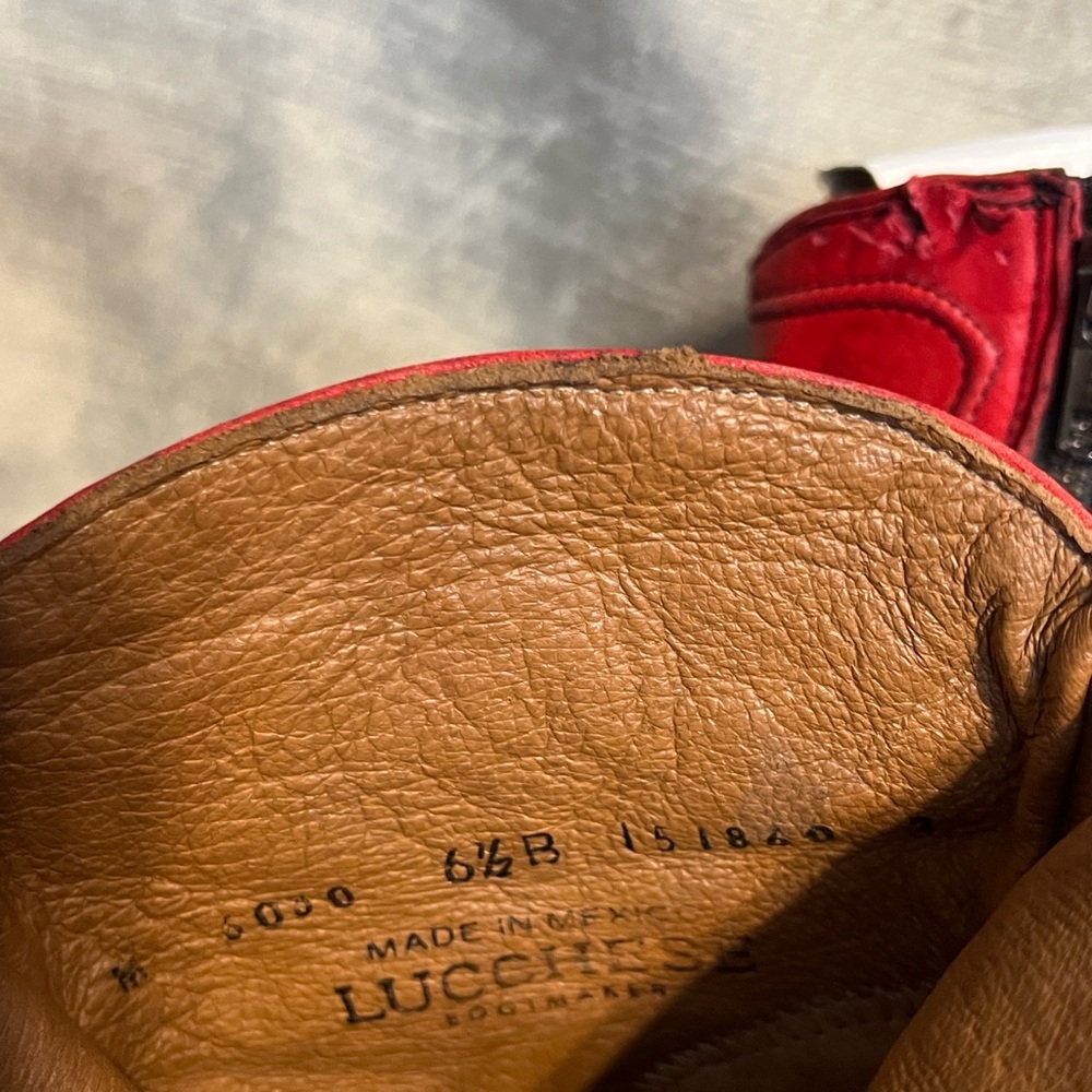 Lucchese Gwen Red Western Bootie w/Stonewash Finish. Women's Size 6.5 - Picture 12 of 14